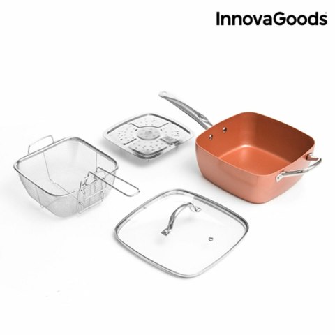 Wielofunkcyjny Westaw Patelnia 5 w 1 Copper InnovaGoods IG117346 Srebrzysty Metal Aluminium Ø 24 cm 4 Części (Odnowione B)