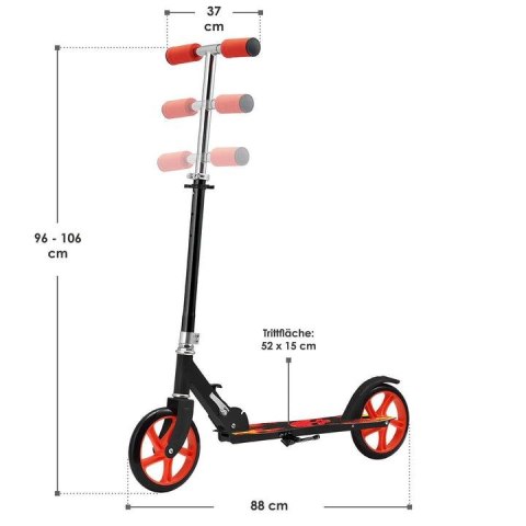 Hulajnoga dziecięca składana z dużymi kołami 20 cm, czarna