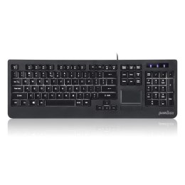 Klawiatura przewodowa Perixx PERIBOARD-313 podświetlana, touchpad, 2x hub USB, czarna
