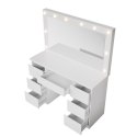 Toaletka kosmetyczna LED, 7 szuflad, biała, 108x41x140 cm