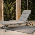 Leżak VIBE Ogrodowy z Poduszką Stalowy Regulacja Czarny Szary