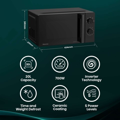 Mikrofalówka Hisense H20MOBP1HI Czarny 700 W 20 L