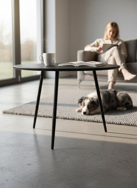 Stolik Kawowy Ogrodowy VIBE 60 Cm Stalowy 3 Nogi Szary