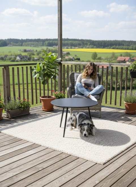 Stolik Kawowy Ogrodowy VIBE 60 Cm Stalowy 3 Nogi Szary