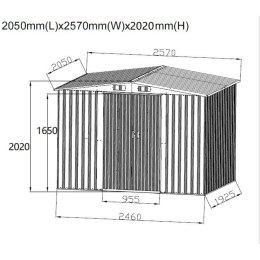 DOMEK OGRODOWY NARZĘDZIOWY METALOWY 205X257X202CM