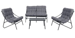 Zestaw Mebli Ogrodowych VIBE 4 Częściowy Fotele Sofa Stolik SZARY