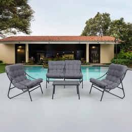 Zestaw Mebli Ogrodowych VIBE 4 Częściowy Fotele Sofa Stolik SZARY