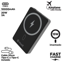 Powerbank Muvit for Change Czarny Aluminium 10000 mAh