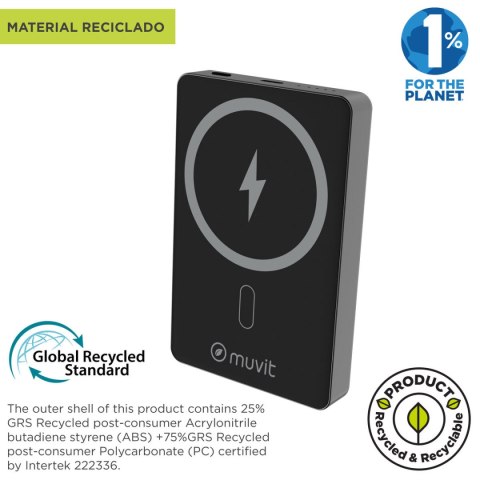 Powerbank Muvit for Change Czarny Aluminium 10000 mAh