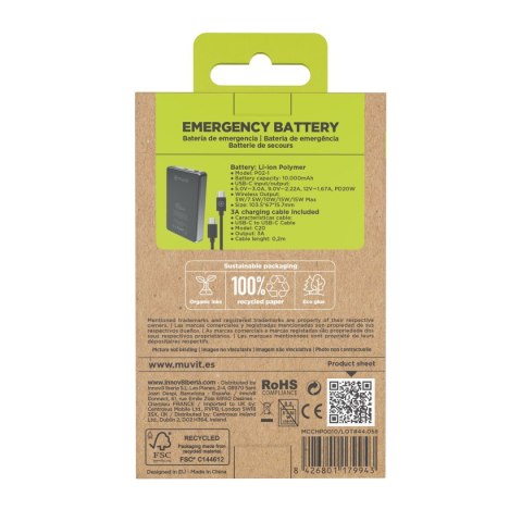 Powerbank Muvit for Change Czarny Aluminium 10000 mAh