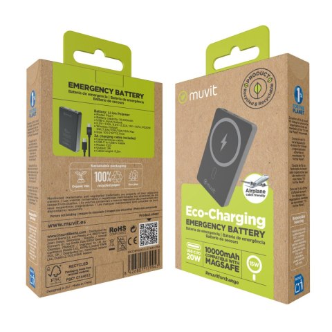 Powerbank Muvit for Change Czarny Aluminium 10000 mAh