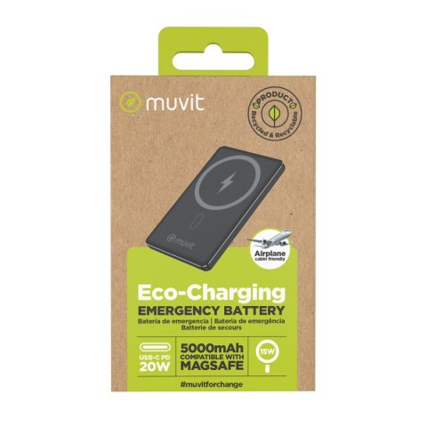 Powerbank Muvit for Change Czarny Aluminium 5000 mAh