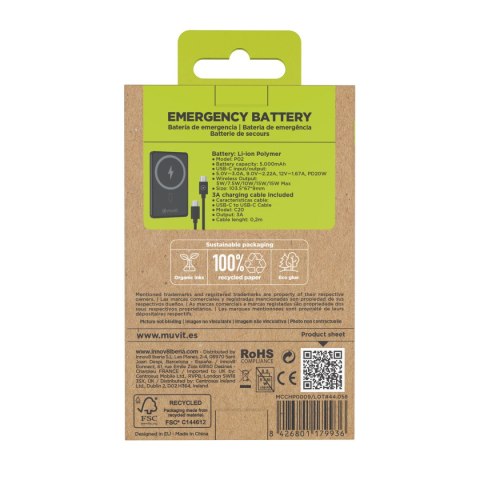 Powerbank Muvit for Change Czarny Aluminium 5000 mAh