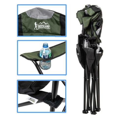 KRZESŁO TURYSTYCZNE SKŁADANE LUX 60X60X105CM ZIELONO-CZARNE
