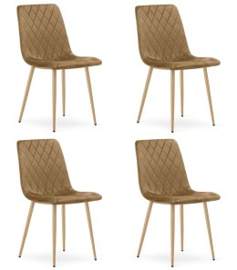 Krzesło TURIN - brązowy aksamit / nogi kolor drewna x 4