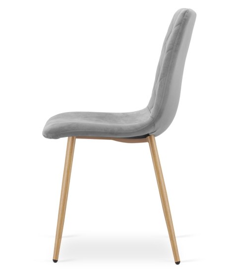 Krzesło TURIN - jasny szary aksamit / nogi kolor drewna x 1