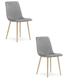 Krzesło TURIN - jasny szary aksamit / nogi kolor drewna x 2