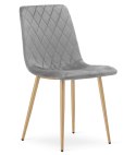 Krzesło TURIN - jasny szary aksamit / nogi kolor drewna x 3