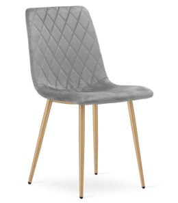 Krzesło TURIN - jasny szary aksamit / nogi kolor drewna x 3