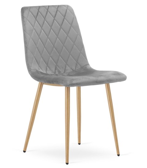 Krzesło TURIN - jasny szary aksamit / nogi kolor drewna x 3