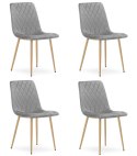 Krzesło TURIN - jasny szary aksamit / nogi kolor drewna x 4