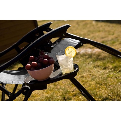 LEŻAK OGRODOWY SKŁADANY WIELOFUNKCYJNY Z DASZKIEM 173X52/65X110CM SZARY