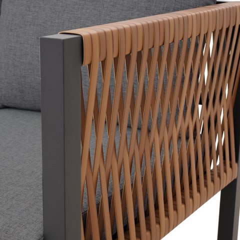 Zestaw Mebli Ogrodowych Jadalnianych TEXAS Narożny dla 6 Osób Sofa Stół Ławka SZARY