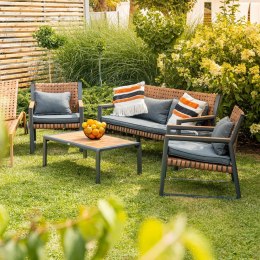 Zestaw Mebli Ogrodowych TEXAS z Sofą Fotelami i Stolikem Kawowym SZARY