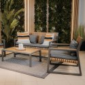 Zestaw Mebli Ogrodowych TEXAS z Sofą Fotelami i Stolikem Kawowym SZARY