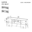 Szafka RTV LUCCA 180x40x59 biały + kominek czarny