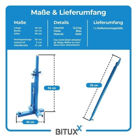 Montażownica do opon BITUXX - stojak do montażu i demontażu opon motocyklowych i samochodowych