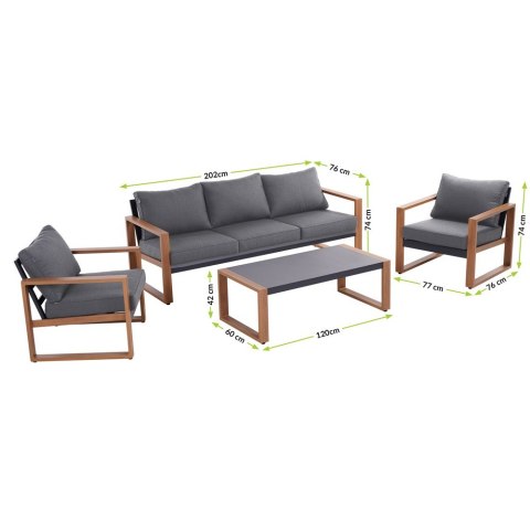 Zestaw Mebli Ogrodowych DUISBURG Sofa Fotel Stolik ANTRACYT / BRĄZOWY