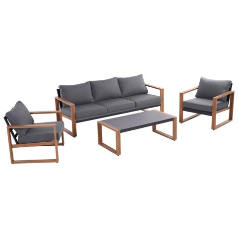 Zestaw Mebli Ogrodowych DUISBURG Sofa Fotel Stolik ANTRACYT / BRĄZOWY