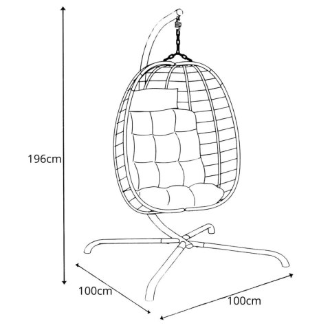 FOTEL WISZĄCY KOKON ZE STELAŻEM 196CM BEŻOWY 120KG
