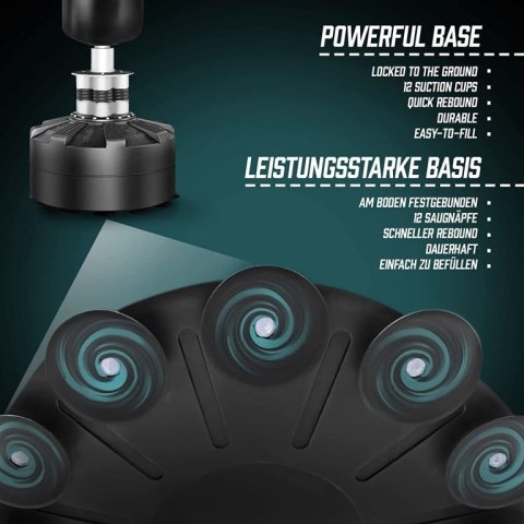 Wolnostojący worek bokserski, 175 cm, 12 przyssawek