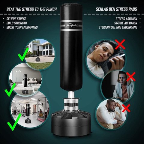 Wolnostojący worek bokserski, 175 cm, 12 przyssawek