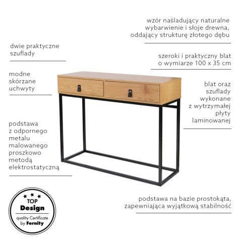 Konsola Abbott dąb/czarna