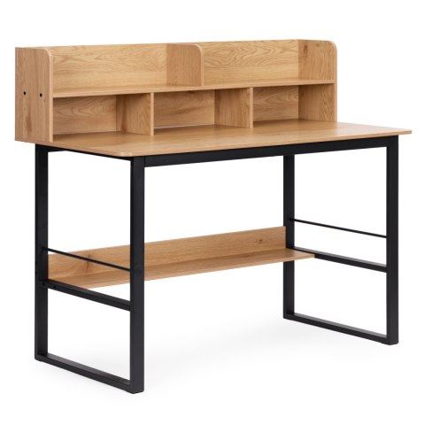 Biurko komputerowe 120x60 cm nadstawka 5 półek jasny dąb loftowe ModernHome