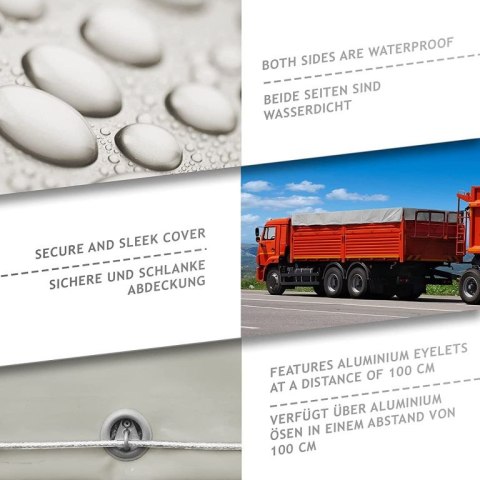 JAGO Plandeka 650 g/m2, aluminiowe oczka, szara, 4 x 5 m