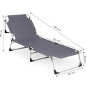 Leżak ogrodowy wędkarski składany z materacem i poduszką szary MultiGarden
