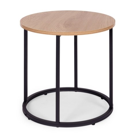 Zestaw stolików kawowych 2 szt. okrągłe jasny dąb loftowe ModernHome