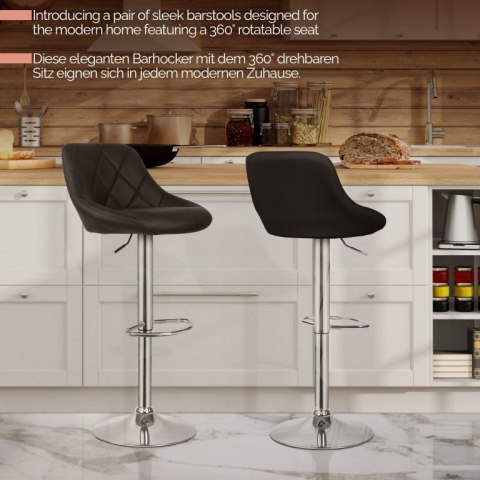 MIADOMODO Krzesło barowe 2szt, bez podłokietnika, czarne