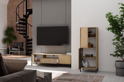 Witryna KAMARO 2DK SLIM/GŁADKI DĄB ARTISAN Lamele Front Ryflowany + Klasyczny