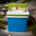 Lodówka turystyczna 22,5L KAMAI FIESTA na wkłady mrożące, błękitna z zieloną pokrywą i uchwytem