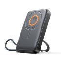 Powerbank indukcyjny 3w1 10000mAh 22.5W z wbudowanym kablem MagSafe - czarny