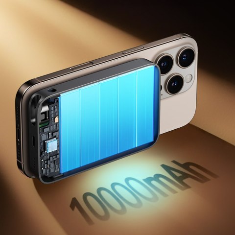 Powerbank indukcyjny 3w1 10000mAh 22.5W z wbudowanym kablem MagSafe - czarny