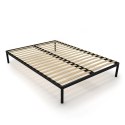 Stelaż Łóżka BED ALU 140x200 Metalowy Drewniane Listwy Nowoczesny CZARNY