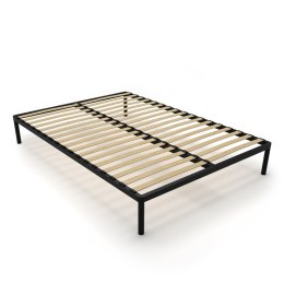 Stelaż Łóżka BED ALU 140x200 Metalowy Drewniane Listwy Nowoczesny CZARNY