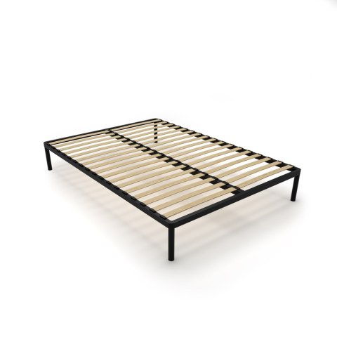 Stelaż Łóżka BED ALU 140x200 Metalowy Drewniane Listwy Nowoczesny CZARNY