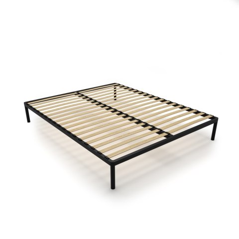 Stelaż Łóżka BED ALU 160x200 Metalowy Drewniane Listwy Nowoczesny CZARNY